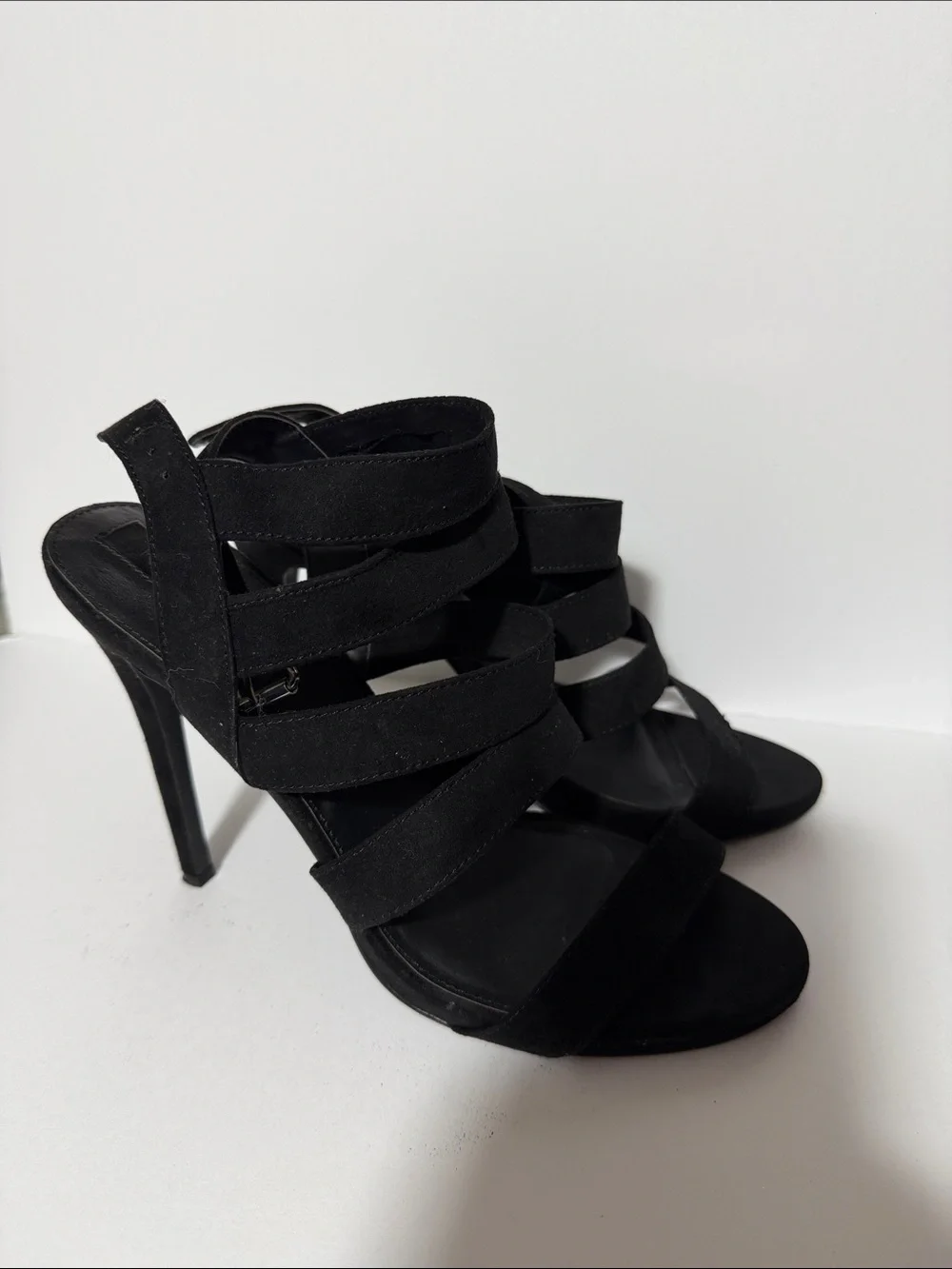 Forever 21 Black Multi-Strap Heeled Sandals